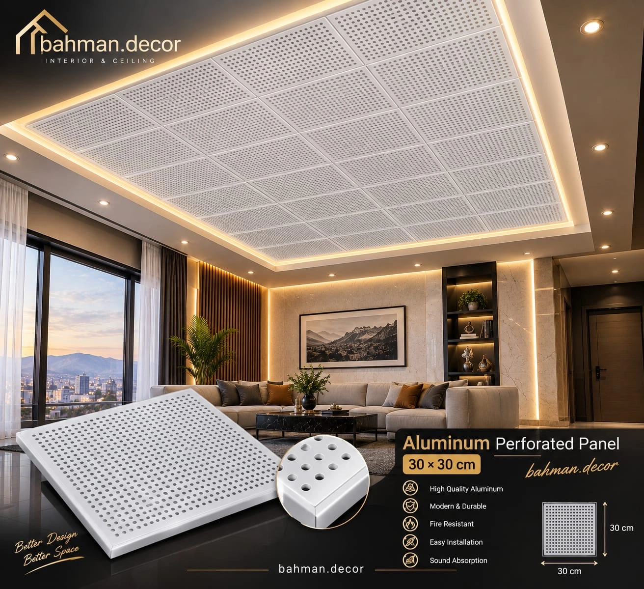 Perforated aluminum ceiling panels